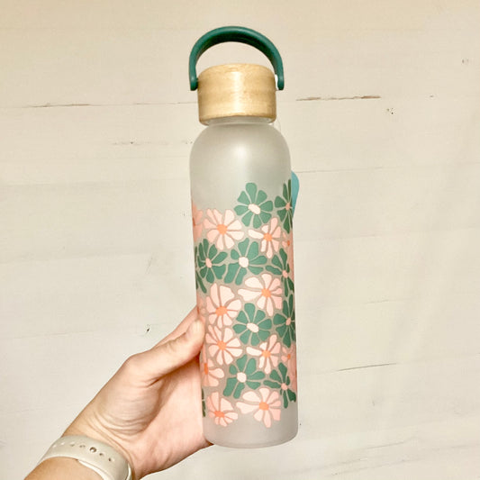 Daisy Maze Glass Water Bottle