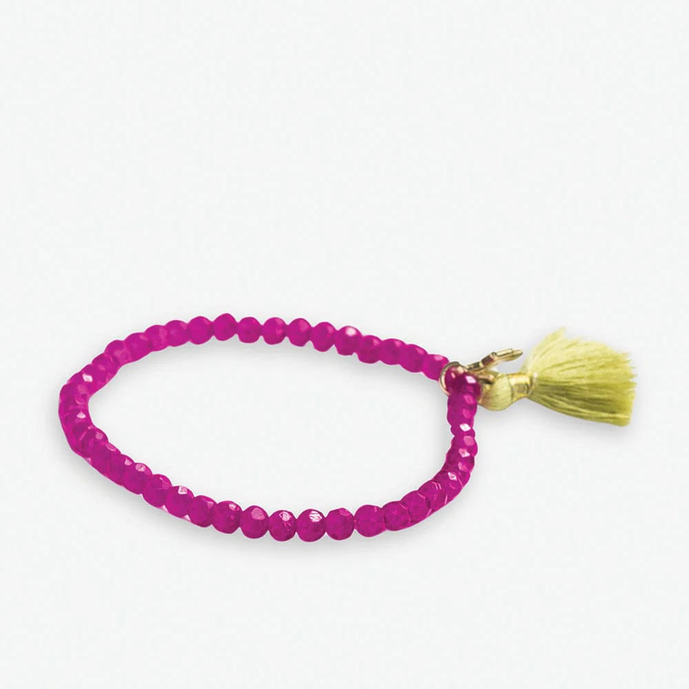 Patsy Solid Crystal Stretch Bracelet with Tassel