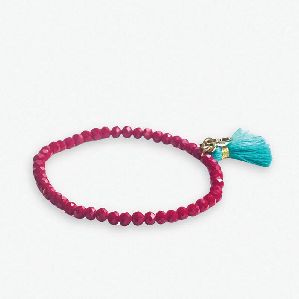 Patsy Solid Crystal Stretch Bracelet with Tassel