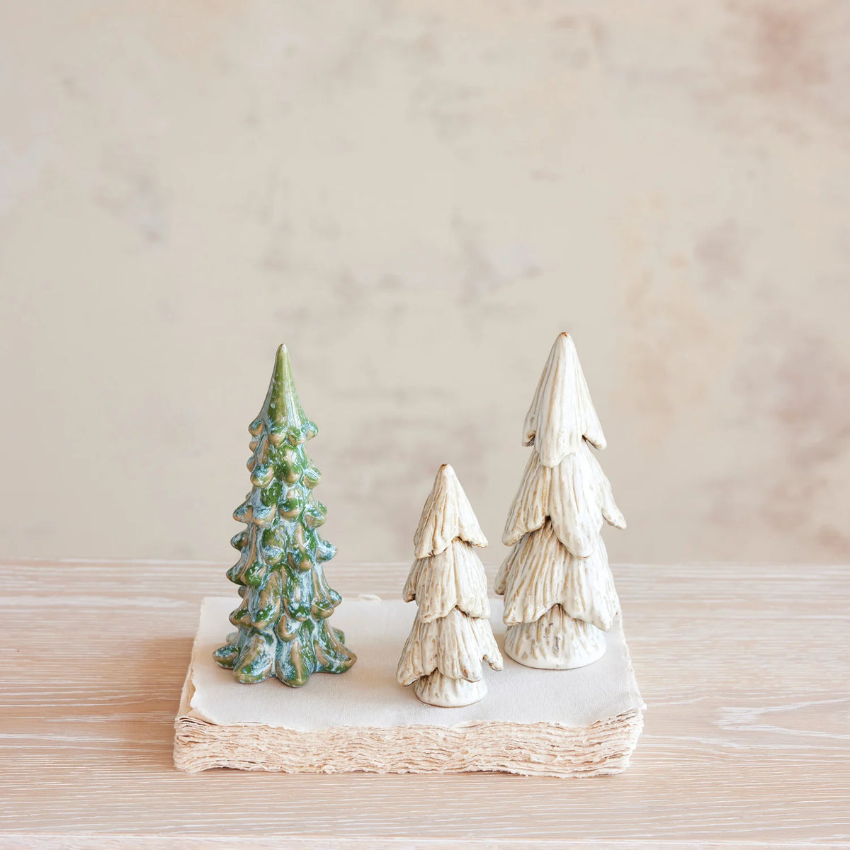 Stoneware Tree, Reactive Glaze, Blue & Green