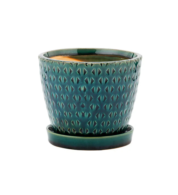 Teal Planter w/ Saucer