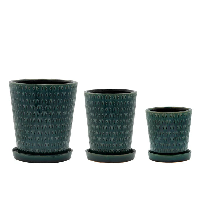 Teal Vase with Saucer