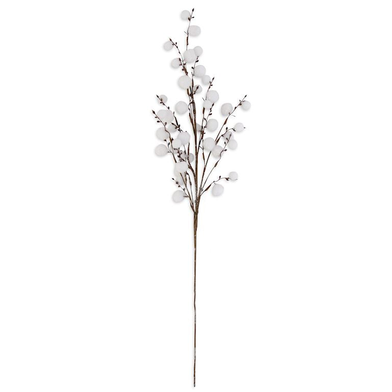 Glittered White Mini Snowball Branch