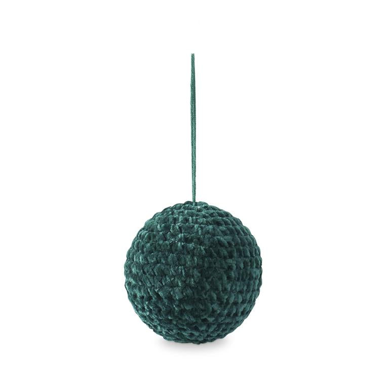 Dark Green Knit Ball Ornament