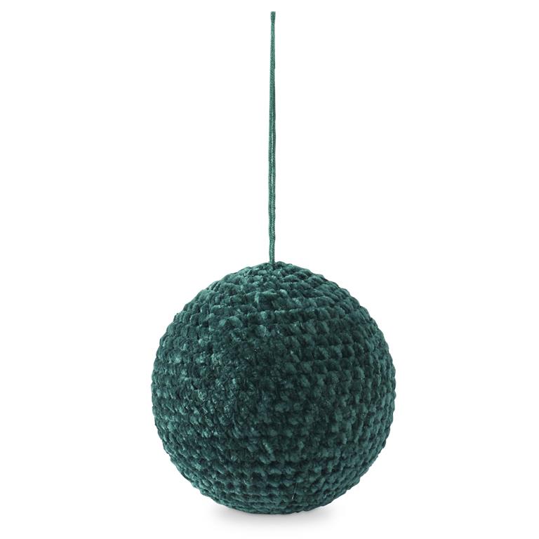 Dark Green Knit Ball Ornament