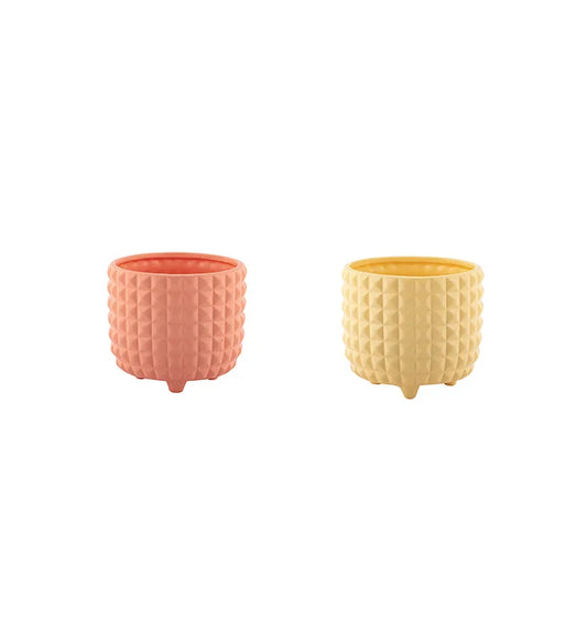 Coral/Yellow Textured Planter