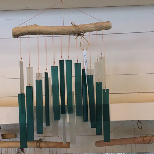 Teal & White Skyline Wind Chime